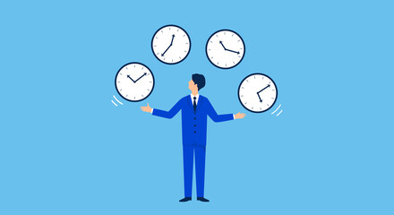 ビジネス、タイムマネジメントのコンセプトイラスト、ベクター