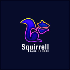Vector Logo Illustration Squirrel Line Art gradient Style.
