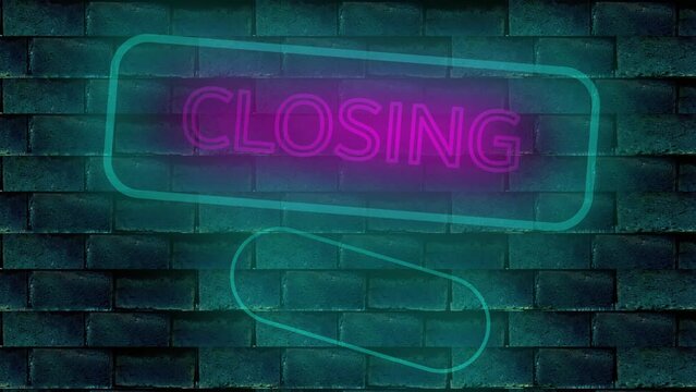 Neglected business closing down neon sign animation