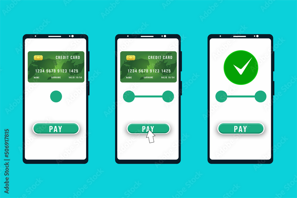 Poster digital money transferring and payment methods with a mobile vector. paying money with an atm card b