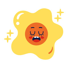 Isolated colored asleep fried egg emote Vector illustration