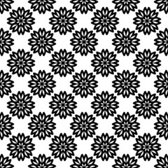 seamless monochrome floral pattern. black contour drawing. cover, print, template.
