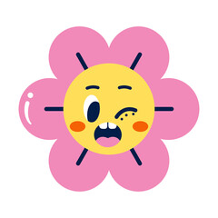Isolated colored happy flower emote Vector illustration