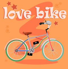 love bike picture on orange background