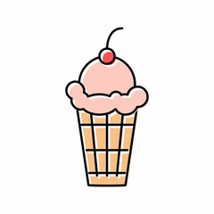 cherry ice cream color icon vector illustration