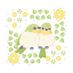 Isolated cute bird in a floral frame Vector illustration