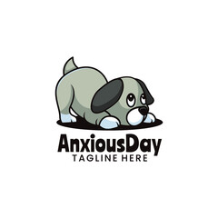 Vector Logo Illustration Anxious Day Mascot Cartoon Style.