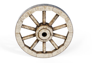 Obraz premium Old wooden wheel 3d render