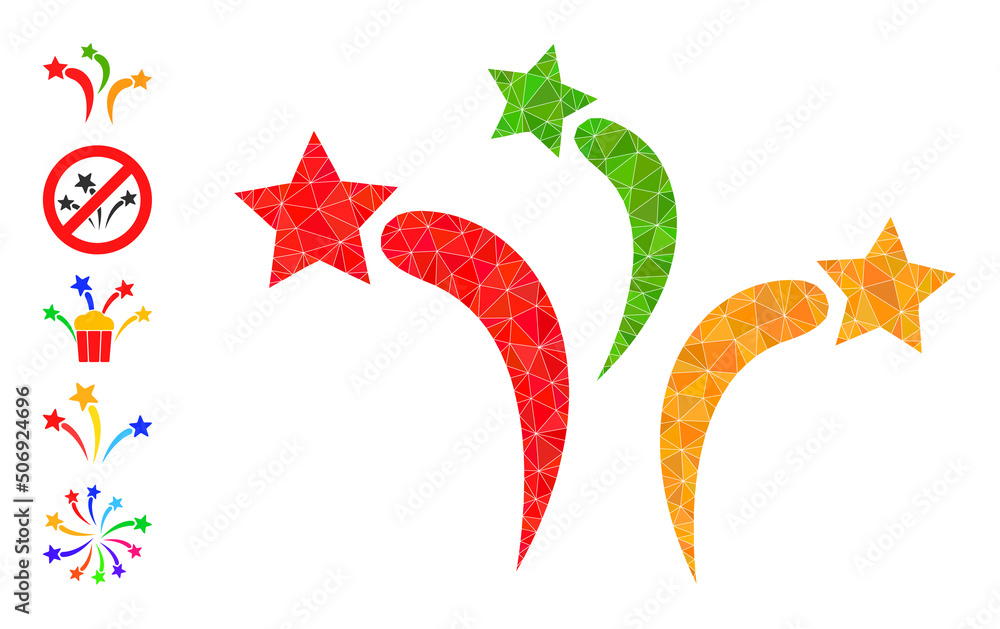 Poster vector lowpoly salute icon image is combined with randomized filled triangle parts. triangulated sal