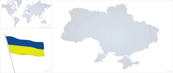 Ukraine map and flag. vector