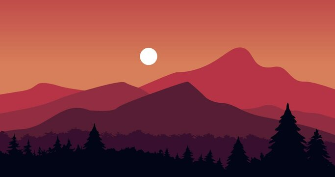 parallax animation of mountains nature background