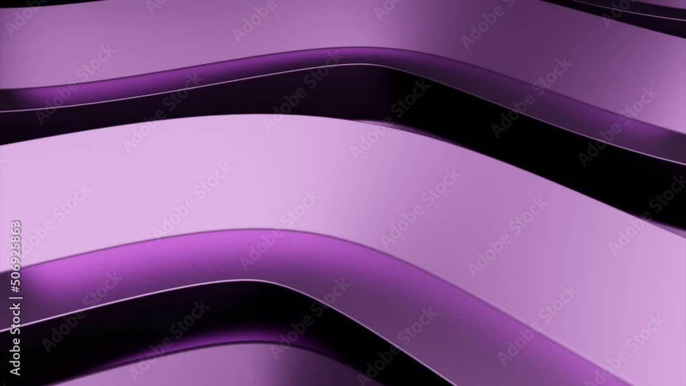 Poster Rotating 3d lines with bends. Design. 3D metal lines with bends are moving. Background of curved wavy lines with metallic 3d effect