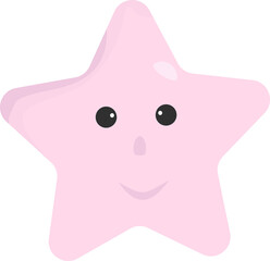 Vector illustration of a cute pink star with a face. Children's illustration