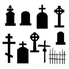 cemetery with cross and tombs for Halloween