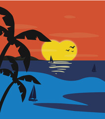 Summer Sunset vector illustration