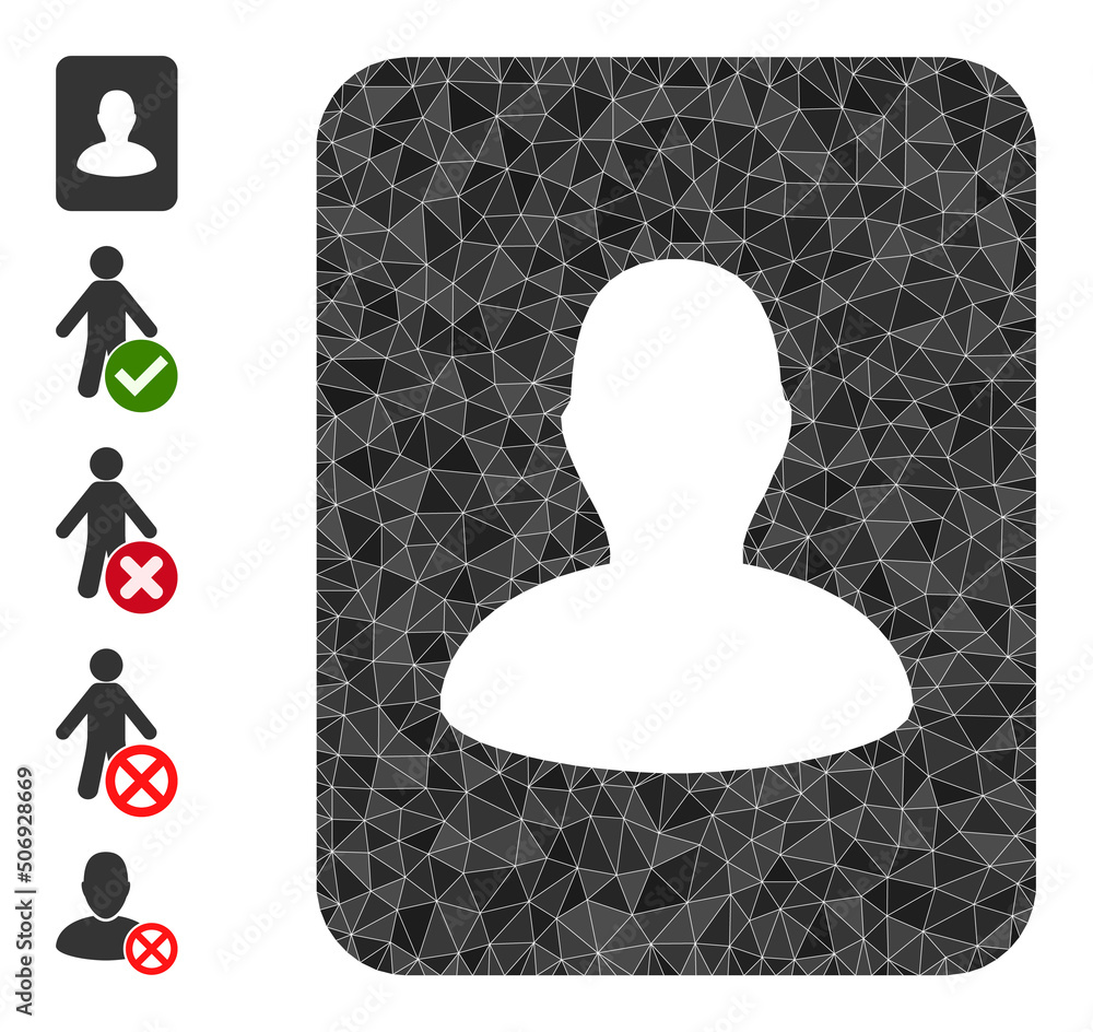 Poster vector triangulated portrait icon illustration is designed from randomized filled triangles. triangu