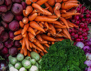 Vegetables - Carrots and Beets  at a local market - Colonia Tovar, Aragua, Venezuela