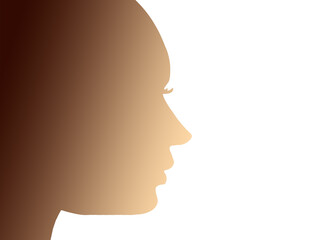 silhouette of a young woman's head in profile, with gradient of warm skin tones, as a concept of feminism, equality and women empowerment, against machismo and violence - obrazy, fototapety, plakaty