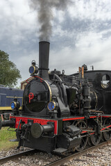 Naklejka na ściany i meble Steam locomotive of Rhine Tourist Railway in spring.