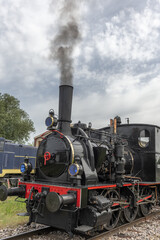 Naklejka na ściany i meble Steam locomotive of Rhine Tourist Railway in spring.