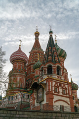 Fototapeta na wymiar Domes of St. Basil's Cathedral on Red Square in Moscow