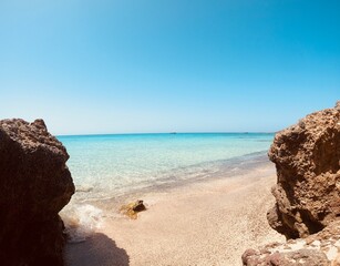 Dream beach Elafonisi crete Rocks and Blue sea