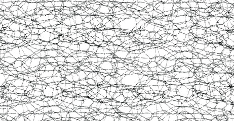 Monochrome texture composed of irregular graphic elements. Distressed uneven grunge background. Abstract vector illustration. Overlay for interesting effect and depth. Isolated on white background.