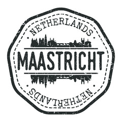 Maastricht, Netherlands Stamp Skyline Postmark. Silhouette Postal Passport. City Round Vector Icon. Vintage Postage Design.