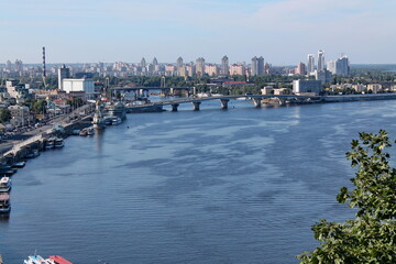 Naklejka premium Ukraine: beautiful Kyiv before the war Stop the war Safe Kyiv Help Ukraine Peaceful sky