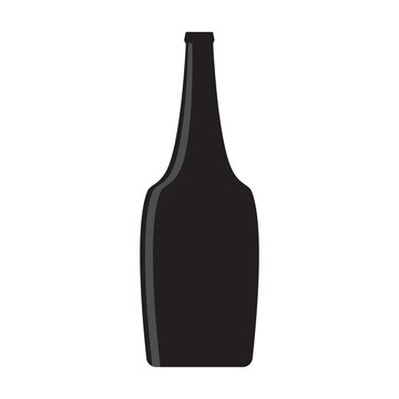 Wine bottle icon. Black silhouette. Vector illustration.