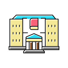 library building color icon vector illustration