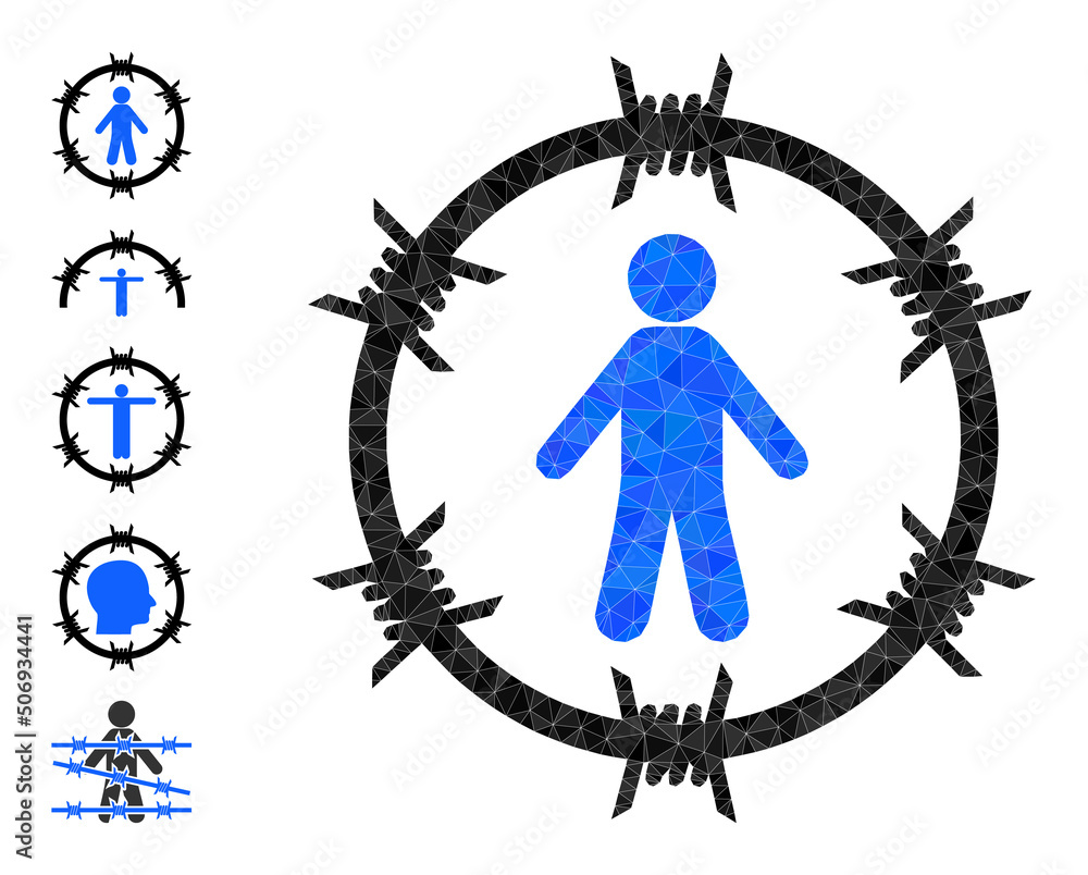 Poster vector triangulated arrested man icon illustration is constructed from randomized filled triangle it