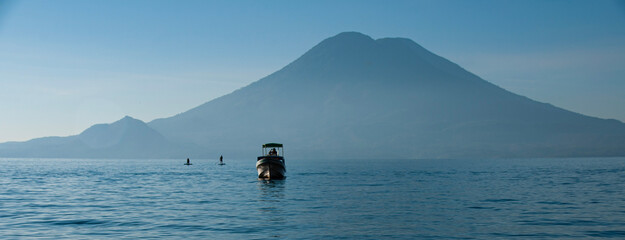 Boat & Paddleboards on Lake Atitlan, Guatemala