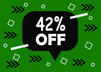 42 percent discount badge for promo design. Poster badge in black and green. Business design. Vector illustration.