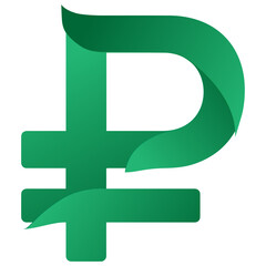 Obraz premium Ruble sign Icon. Abstract flat eco style design isolated on white background. Vector illustration