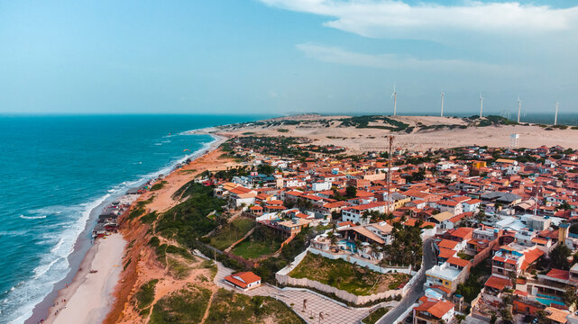 Praia Para&iacute;so Tropical Dunas Mar Canoa Quebrada Cear&aacute; Nordeste Brasil Vila Pescadores Pitoresco Paisagem C&ecirc;nica Vento Energia E&oacute;lica 