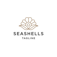 Sea shell line logo icon design template flat vector