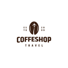 Coffee beans travel logo icon design template flat vector