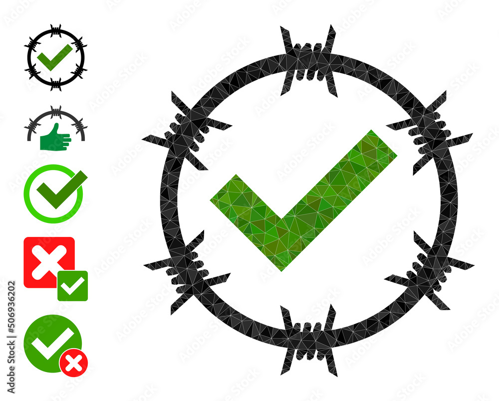 Poster vector triangulated true jail icon illustration designed from randomized filled triangles. triangula