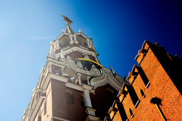 Saviour (Spasskaya) tower on Red Square in Moscow Kremlin. Russia. High quality photo