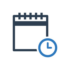 time notes icon - clock with Notebook icon