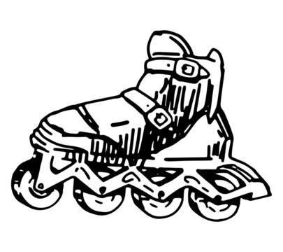 black and white roller skate clip art preview