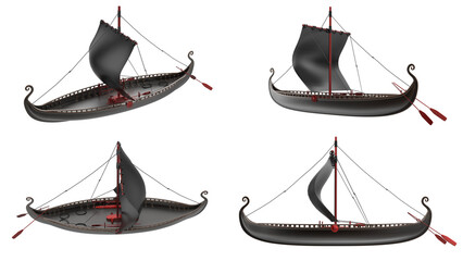ancient sailing ship on white background isolate 3d rendering illustration