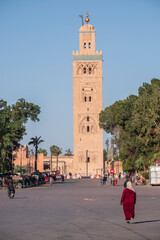Fototapeta premium Koutoubia, built in the 12th century by Almohad Berber caliph Yaqub al-Mansur, marrakesh, morocco, africa