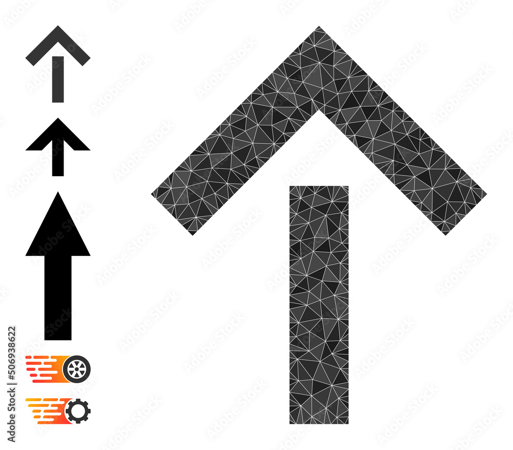 Poster vector triangulated move up icon illustration is combined of randomized filled triangle parts. trian