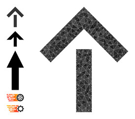 Fototapeta premium Vector triangulated move up icon illustration is combined of randomized filled triangle parts. Triangle move up polygonal 2d vector illustration.