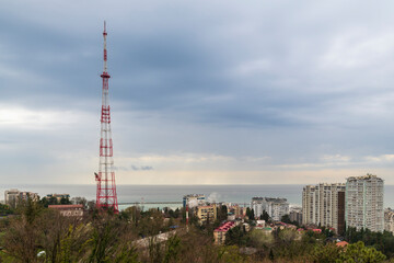Fototapeta na wymiar Panorama of the city of Sochi and the Black Sea