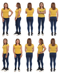 Obraz premium various poses of same women on white background