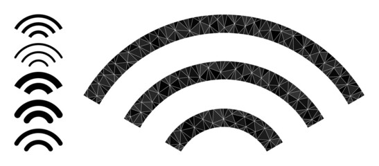 Vector triangulated broadcasting waves icon illustration is combined of chaotic filled triangle items. Triangle broadcasting waves polygonal icon vector illustration.