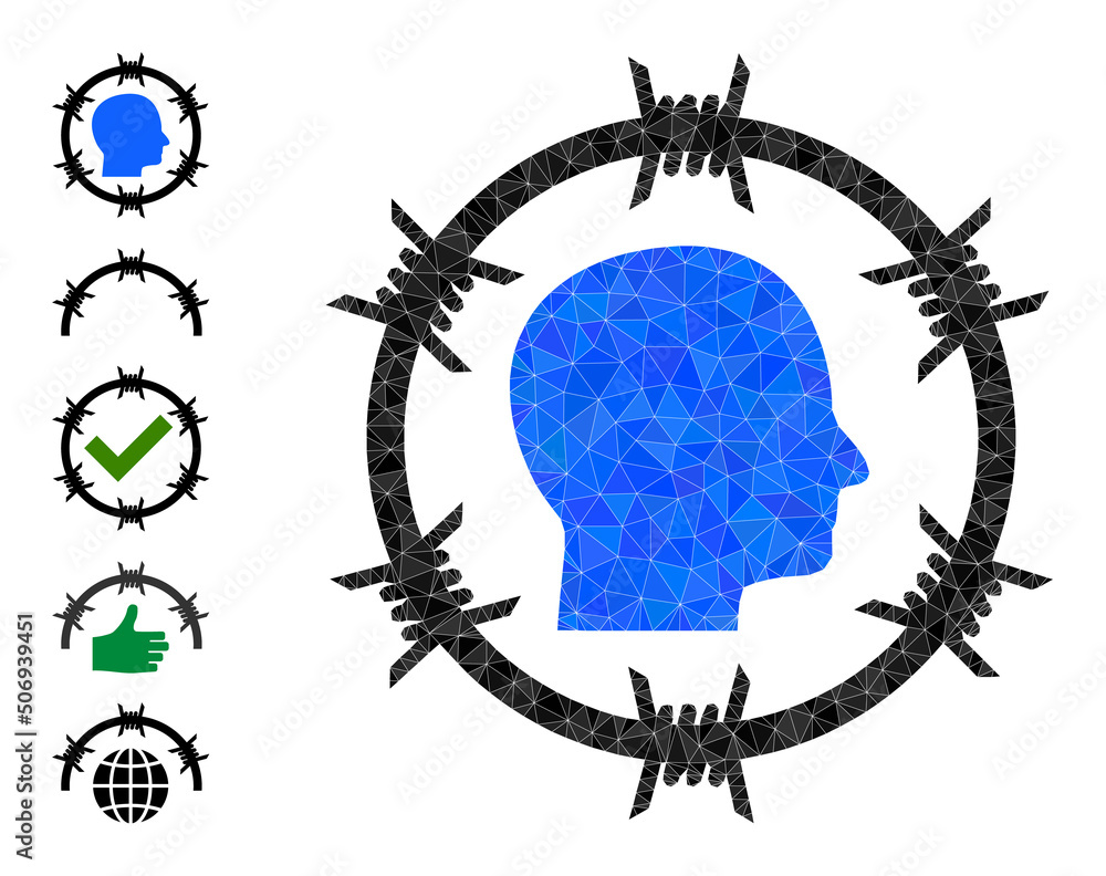 Poster vector low-poly citizen jail icon image is combined with random filled triangle parts. triangle citi